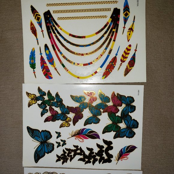 3 sheets Golden Silver Temporary Tattoo - Picture 5 of 15